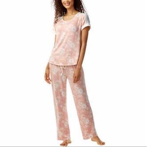 New Lucky Brand Pink Floral 2 Piece Pajama Set PJs
